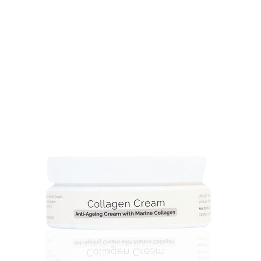 A jar of TS Beauty Collagen Cream against a white background.