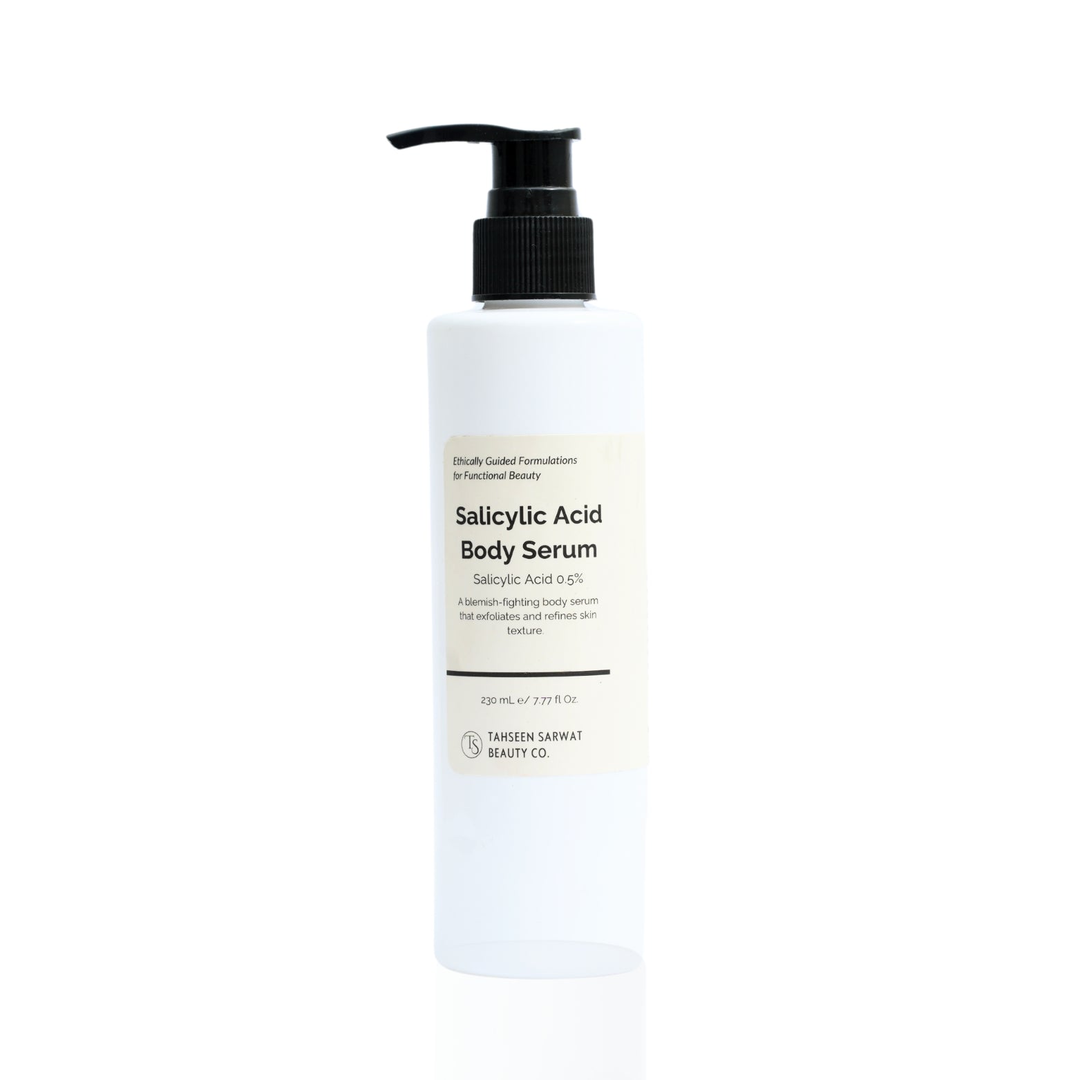 A pump bottle of Salicylic Acid 0.5% Body Serum against a white background.