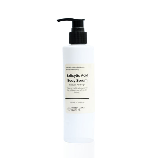 A pump bottle of Salicylic Acid 0.5% Body Serum against a white background.