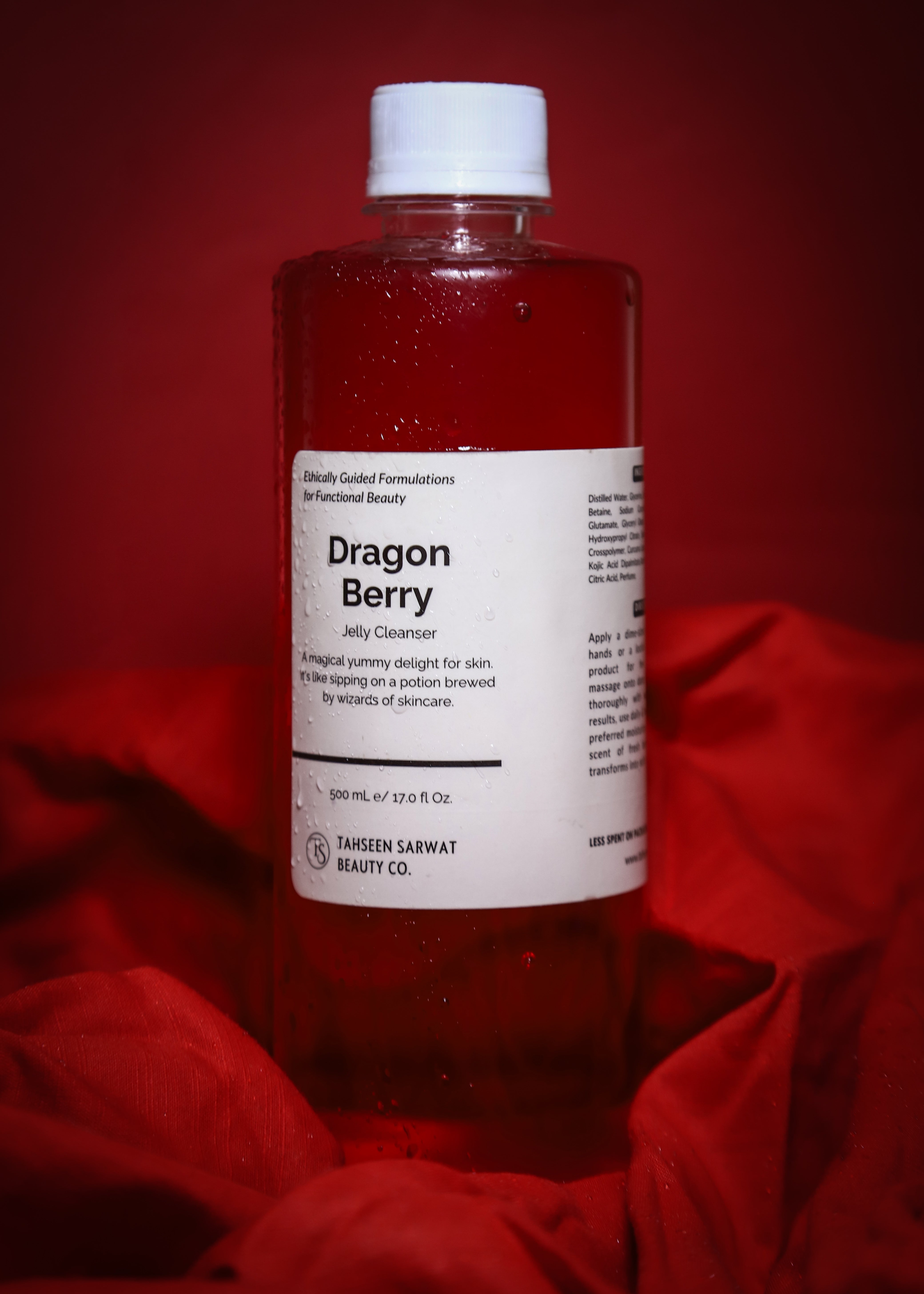 Colorful dragon berry cleanser with real berries and hydrating glow effects