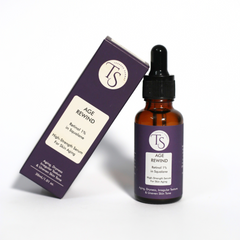 Retinol dropper mid-air with glowing skin texture and cellular turnover symbols