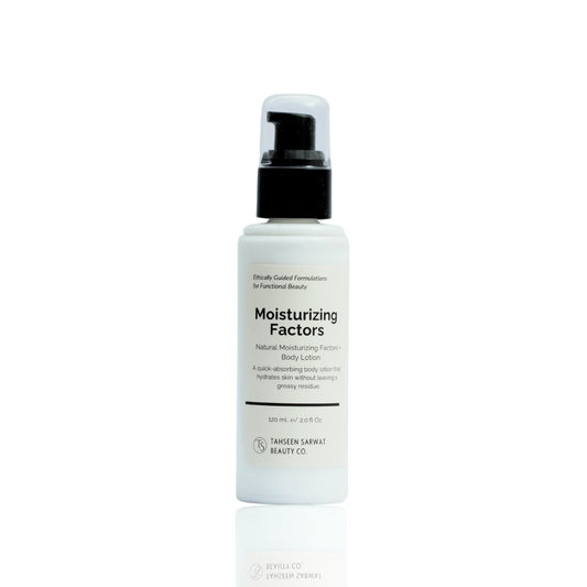 A pump bottle of moisturizing skincare product with white labeling.