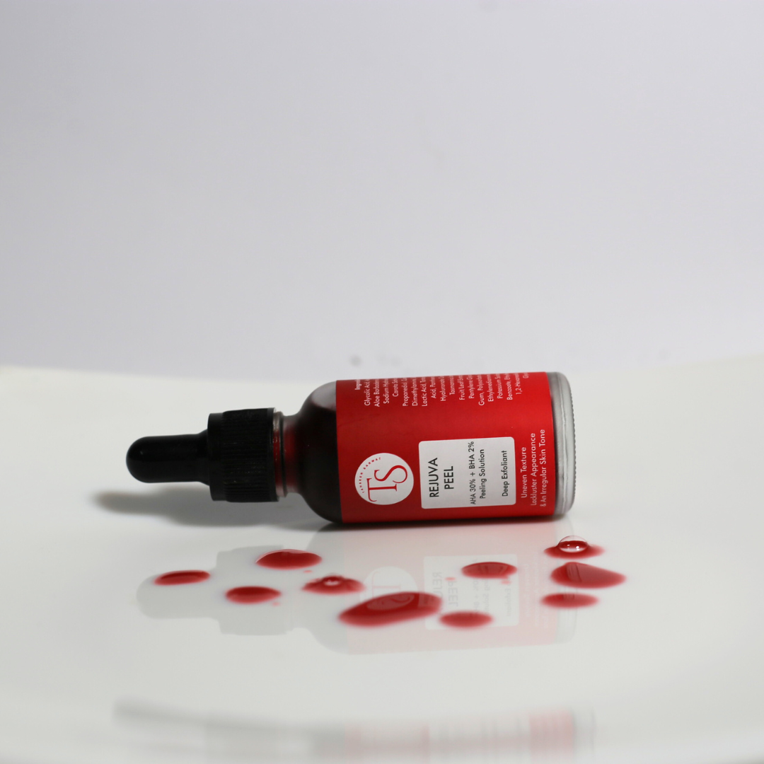 Night-use AHA BHA serum on satin background with moon icon and renewal imagery


