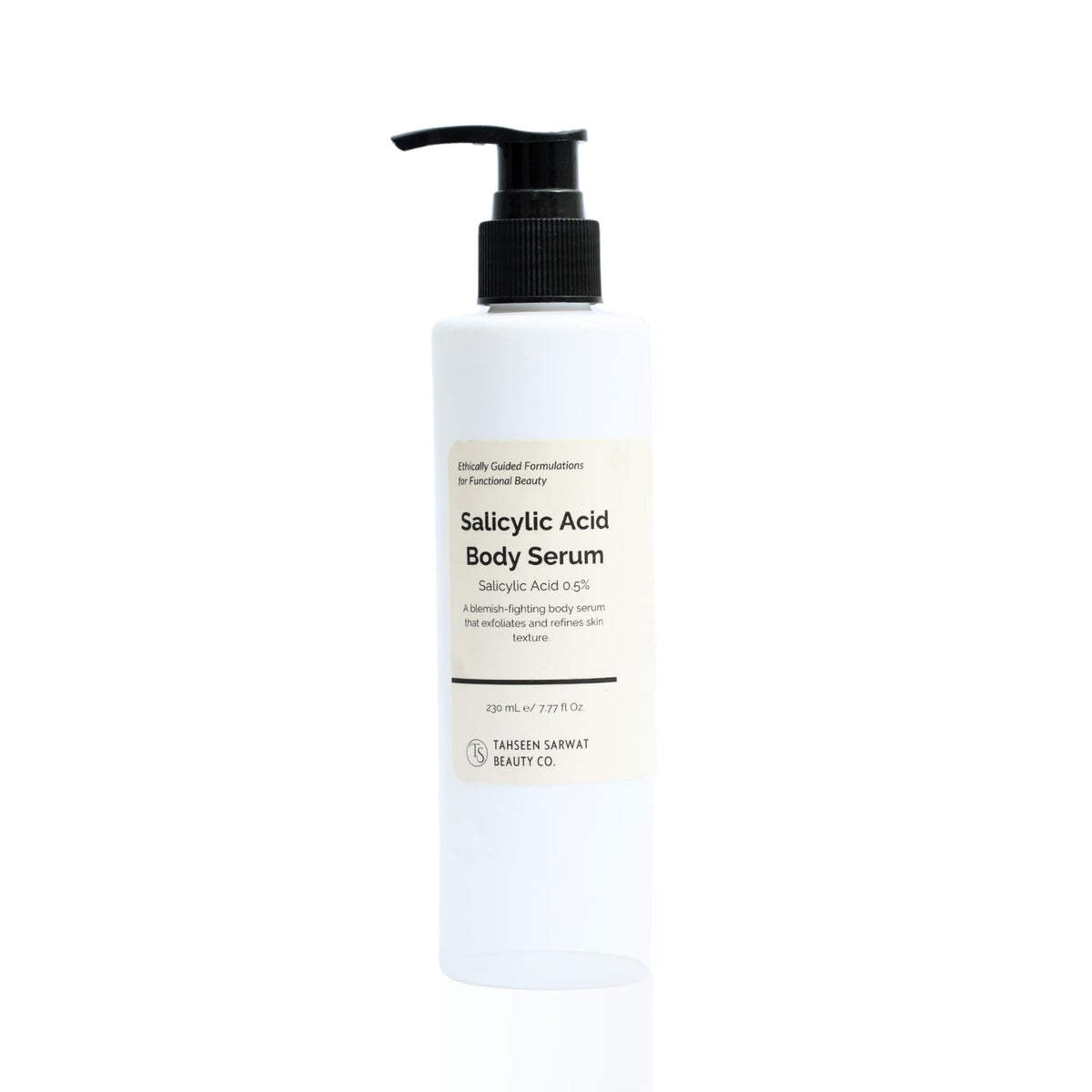 A pump bottle of Salicylic Acid 0.5% Body Serum against a white background.